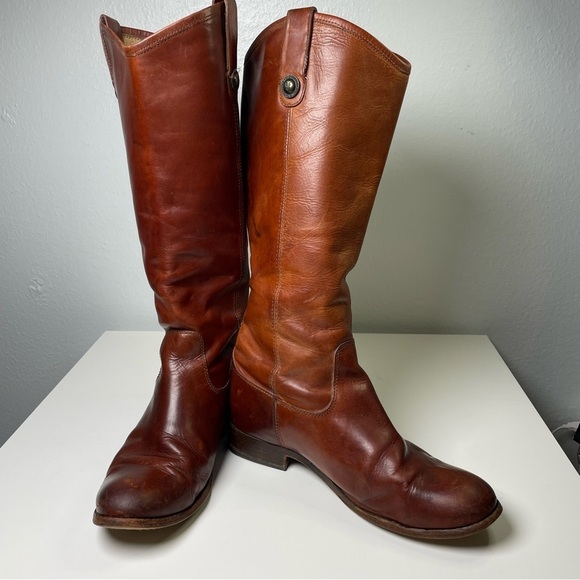 Frye Melissa Button Riding Boot Cognac Brown Women’s Size 7.5B Western Country - Picture 1 of 16